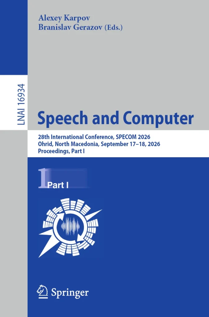Front cover of SPECOM 2026 Springer LNAI par 1
